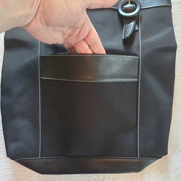 GIVENCHY Parfums Nylon Tote Bag Faux Leather Straps Striped Interior NWOT - Picture 4 of 12